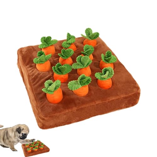 Schnüffelteppich Für Hunde, Quietschende Karotte, Rutschfeste Futterspiele Mit 12 Karotten - Squeaky Carrots Enrichment Dog Puzzle Toys, Hide And Seek Carrot Farm Dog Toys, Squeaky Dog Toys von Ruilonghai