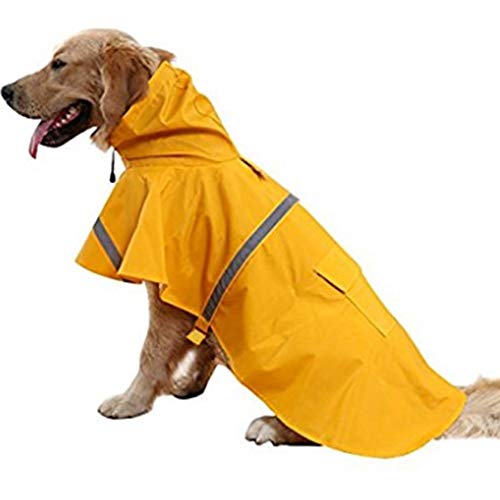 Hunderegenmantel,Hundemantel Wasserdicht, Regenjacken für Hunde Haustier,Hunde Regenmantel mit Sicherheits Reflexstreifen (Gelb, M) von Ruimcc
