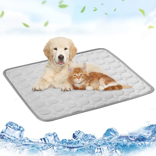 Kühlmatte für Hunde, Kühlkissen für Katzen, Kühlmatte für Haustiere, Hundematte Kühldecke, Hundebett Weiches Matten, Faltbar Reisedecke für Hunde, für Reise Camping Sommer -100 x 70cm (Grau) von Ruioomeep