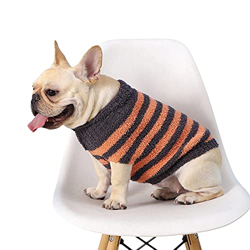 Ruiqas Gestreift Strickpullover für Hunde, Winterkleidung, Hundekleidung, warme Haustierbekleidung für kleine und mittelgroße Hunde von Ruiqas