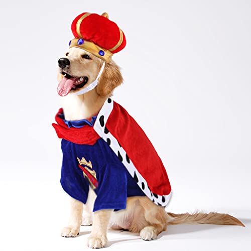 Ruiqas Hunde-Kostüm, Kleidung, 2 Stück, weiches Umhang, Kleidung mit Königskrone und Umhang für kleine große Hunde und Katzen von Ruiqas