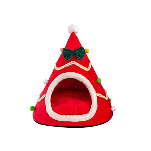 Ruiqas Hundebett, Weihnachtsbaumform, Schaumstoff, Weihnachtsmütze, Zelthaus für Katzen und Hunde von Ruiqas