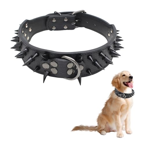 Ruiqas Hundehalsband mit Spikes, 5,1 cm breit, verstellbar, für mittelgroße und große Hunde von Ruiqas