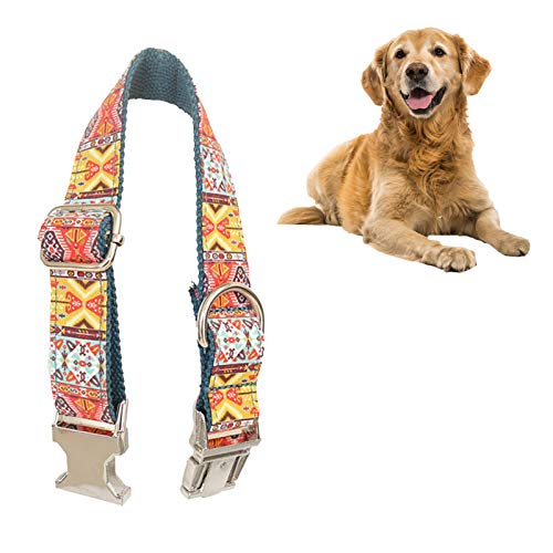 Ruiqas Hundehalsband mit Stickmuster, Ethno-Stil, verschleißfest, verstellbar, robust, mit D-Ring, Metallschnalle von Ruiqas