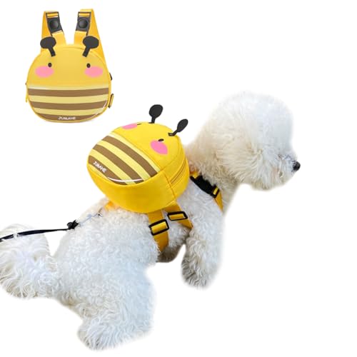 Ruiqas Hunderucksack mit Geschirr Niedlicher Cartoon Satteltasche Selbsttragerucksack für Welpen Kleine Hunde von Ruiqas
