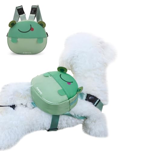 Ruiqas Hunderucksack mit Geschirr Niedlicher Cartoon Satteltasche Selbsttragerucksack für Welpen Kleine Hunde von Ruiqas