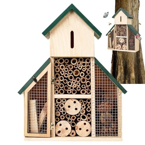 Rukjmqi Bienenhotel, Marienkäferhaus für den Garten,Hängender Marienkäferschutz aus - Dekorativer Gartenschutz für Marienkäfer, Florfliegen und, Nistplatz für den Hof Rukjmqi Bienenhotel, Marienkäferhaus für den Garten,Hängender Marienkäferschutz aus - Dekorativer Gartenschutz für Marienkäfer, Florfliegen und, Nistplatz für den Hof von Rukjmqi
