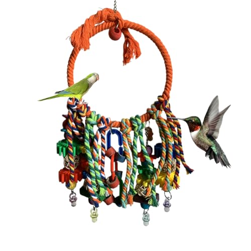Rukjmqi Bird Swing - Ring-Schaukel Vogelspielzeug Für Wellensittiche | Baumwollseil Haustierbedarf Interaktives Spielzeug für Nymphensittich Kanarienvogel Zeisig Klettern und Beschäftigung von Rukjmqi