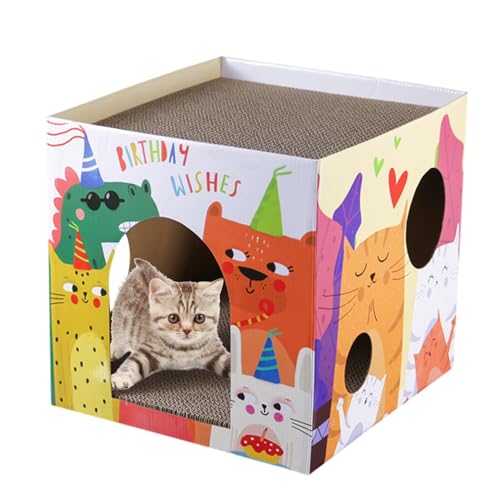 Rukjmqi Katzenkratzer-Versteck aus Pappe,Doppelschichtiges Kratzbrett aus Pappe für Haustiere - Haustierspielhaus mit abnehmbarem Kratzbrett für Kätzchen, Hamster, Chinchillas und Kaninchen Rukjmqi Katzenkratzer-Versteck aus Pappe,Doppelschichtiges Kratzbrett aus Pappe für Haustiere - Haustierspielhaus mit abnehmbarem Kratzbrett für Kätzchen, Hamster, Chinchillas und Kaninchen von Rukjmqi