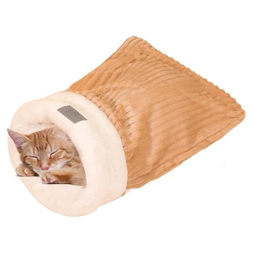 Rukjmqi Katzenschlafsack für Hauskatzen, warmer Katzenschlafsack, Warmes Burrow Katzenbett, Bequemer, weicher, gemütlicher Haustiermatten-Unterlagesack aus Plüsch für Kätzchen und Welpen im Innen- und Rukjmqi Katzenschlafsack für Hauskatzen, warmer Katzenschlafsack, Warmes Burrow Katzenbett, Bequemer, weicher, gemütlicher Haustiermatten-Unterlagesack aus Plüsch für Kätzchen und Welpen im Innen- und von Rukjmqi