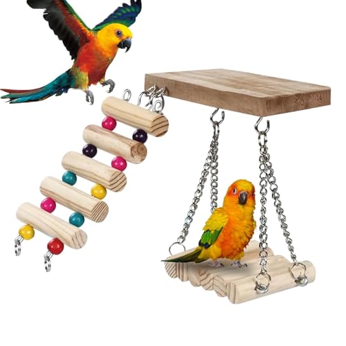 Rukjmqi Vogelsitzstange mit Leiter,Papageienleitersitzstange | Conure-Schaukelsitzstangen mit Leiter - Papageien-Kauspielzeug für Sittiche, Nymphensittiche, Sittiche, Wellensittiche, Kakadus Rukjmqi Vogelsitzstange mit Leiter,Papageienleitersitzstange | Conure-Schaukelsitzstangen mit Leiter - Papageien-Kauspielzeug für Sittiche, Nymphensittiche, Sittiche, Wellensittiche, Kakadus von Rukjmqi