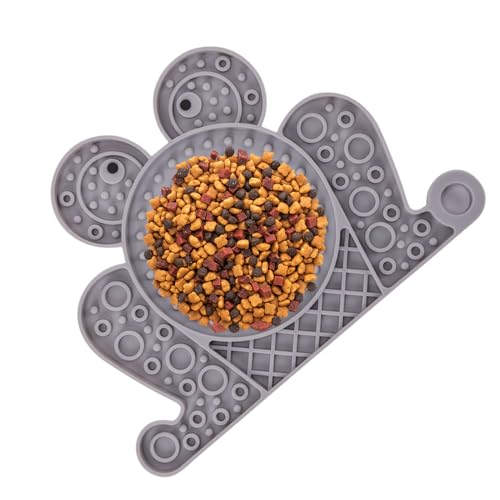 Rukjmqi Welpe Licking Matte, Silikon Licking Matte für Hund | Silikonsaugerbecher Feedermatte Form | Nicht-Schlupf-Platte, Tablett, interaktive, leckbare langsame Feeder-Beruhigung, Haustierreisen, von Rukjmqi
