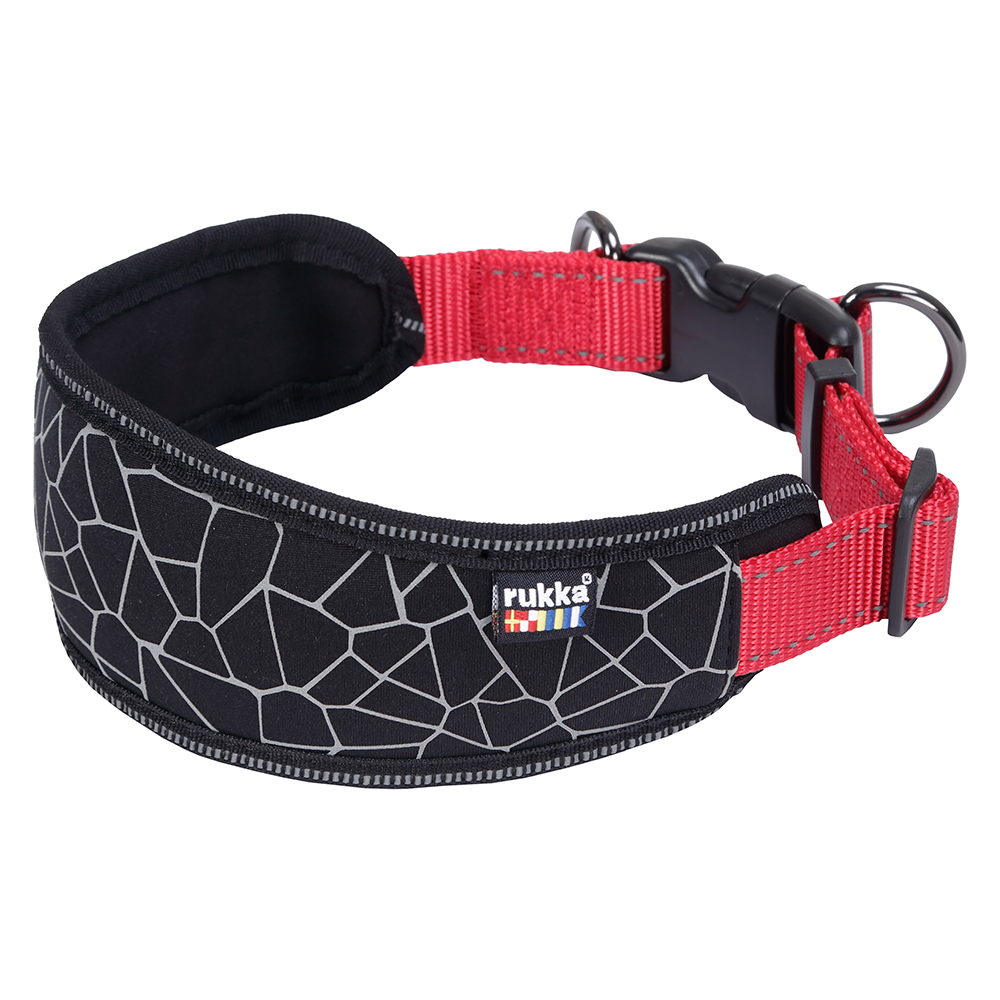 Rukka® Cube Soft Halsband, rot / schwarz - Größe M: 30 - 50 cm Halsumfang, 25 mm breit von Rukka Pets