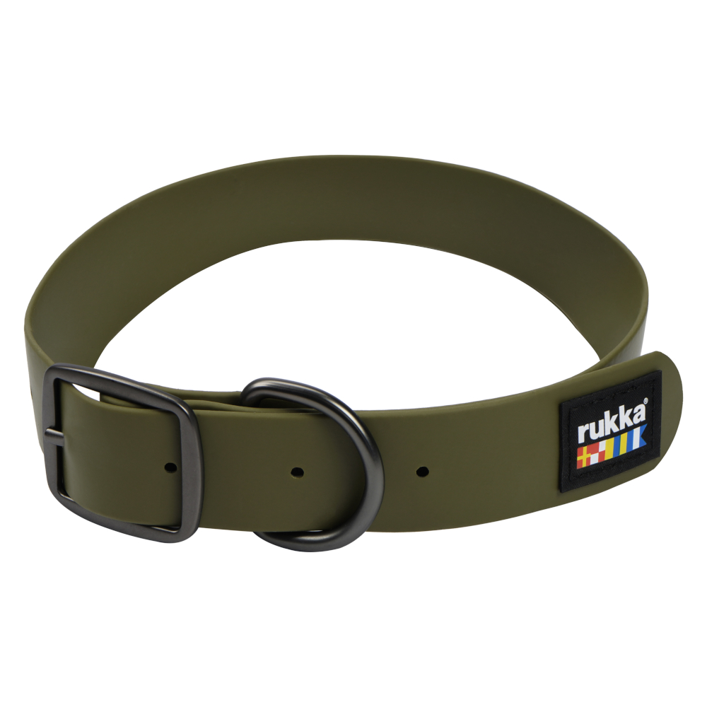 Rukka Biodipro Halsband, oliv - Größe L: 45 - 55 cm Halsumfang, 30 mm breit von Rukka Pets