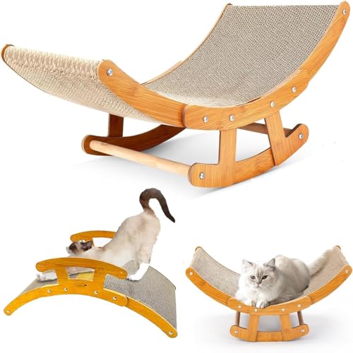 Katzen Kratzbrett,2-in-1 Kratzbaum für Katzen, Schaukelstuhl Karton Kratz Pads,Doppelseitig Katzen Kratzmatte 50 * 22 * 11cm, Holzstruktur Kitty Lounge Bett,Haltbarer Karton Katzenlieg Katzen Kratzbrett,2-in-1 Kratzbaum für Katzen, Schaukelstuhl Karton Kratz Pads,Doppelseitig Katzen Kratzmatte 50 * 22 * 11cm, Holzstruktur Kitty Lounge Bett,Haltbarer Karton Katzenlieg von Rukuapid