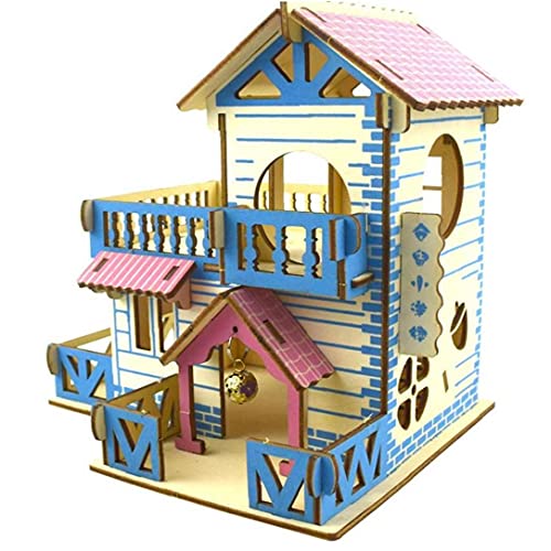 1pc Pet Kleintier Hideout Hamster Haus Deluxe Zwei Schichten Holzhütte Spiele Toys Double Layer von Ruluti