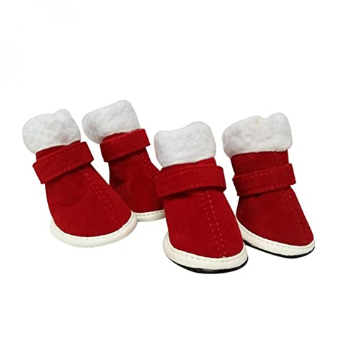 4pcspet's Weihnachtsstiefel Winter Warme Dicke Schuhe Für Hund Katze Rote Schuhe Weihnachtsschuhe Warm Samt Nette Rote von Ruluti