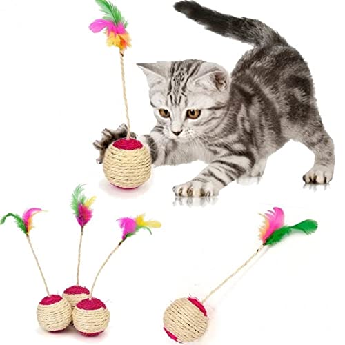 Ruluti Cat Ball Toy 3pcs Interactive Kitten Cat Sisal Balls Mice Toys Pet Cat Toys for Indoor Cats Adult Birthday Gift for Cat von Ruluti
