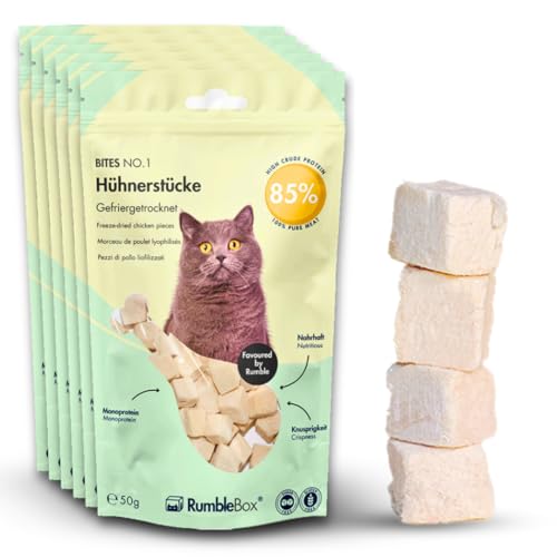 RumbleBox XXL 100% Hühnerstück Gefriergetrocknete Katzensnacks, Gesunde Leckerlis ohne Getreide und Zucker für Allergiker, NUR 1 ZUTATEN (Sparbox 6x50g) RumbleBox XXL 100% Hühnerstück Gefriergetrocknete Katzensnacks, Gesunde Leckerlis ohne Getreide und Zucker für Allergiker, NUR 1 ZUTATEN (Sparbox 6x50g) von RumbleBox