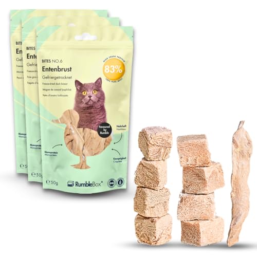 RumbleBox Pur Ente Sparbox Gefriergetrocknete Entenbrust & -stück & -Leber, Monoprotein Leckerlis ohne Getreide und Zucker für Allergiker, NUR 1 ZUTATEN (3x50g) von RumbleBox