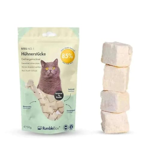 RumbleBox 100% Hühnerstücke, gefriergetrocknete Katzensnacks 50g von RumbleBox