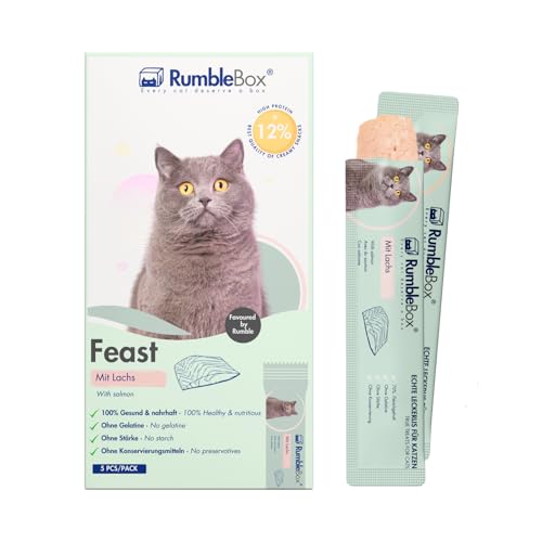 RumbleBox Schleckies mit Lachs, getreidefrei & zuckerfrei für Allergiker, Gesunde Leckerlis für Katzen mit nur 5 Zutaten RumbleBox Schleckies mit Lachs, getreidefrei & zuckerfrei für Allergiker, Gesunde Leckerlis für Katzen mit nur 5 Zutaten von RumbleBox