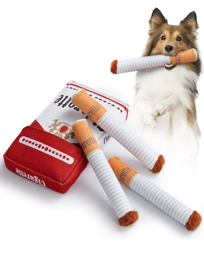 Interaktives Hundespielzeug Zigarette mit Quietsche, Lustiges Plüsch Zigaretten-Spielzeug für Kleine und Mittelgroße Hunde, Kichern-Spielzeug mit Box, Welpenspielzeug für Selbstspiel Interaktives Hundespielzeug Zigarette mit Quietsche, Lustiges Plüsch Zigaretten-Spielzeug für Kleine und Mittelgroße Hunde, Kichern-Spielzeug mit Box, Welpenspielzeug für Selbstspiel von Rumicet
