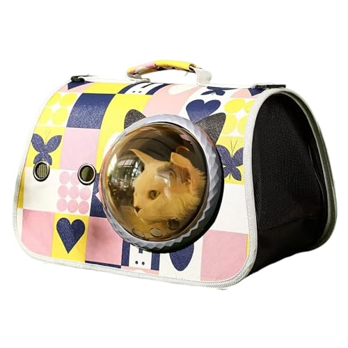 Katzentransportbox Faltbar Katzentasche Transporttasche Katzenrucksack Transport Umhängetasche für kleine bis mittelgroße Katzen und Welpen bis 7 kg (Butterfly) von Rumplex