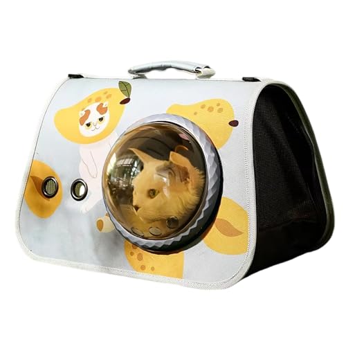 Katzentransportbox Faltbar Katzentasche Transporttasche Katzenrucksack Transport Umhängetasche für kleine bis mittelgroße Katzen und Welpen bis 7 kg (Lemon Cat) von Rumplex