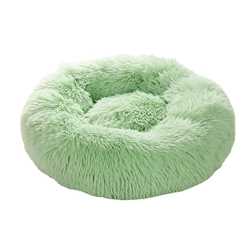 Rumplex Hundebett Fluffy Wolke Donut Kissen Langer Plüsch Rund Waschbarem Niedlich Warme Weiche Haustierbett Katzenbett für Kleine Hunde Katze 40 x 40cm (Grün) von Rumplex