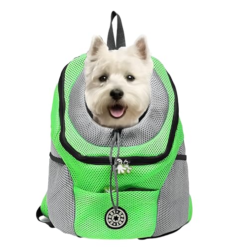 Rumplex Hunderucksack Hunde Transportbox Tragetasche Verstellbarer Haustier Rucksack Welpentasche Atmungsaktivem für Hund Katze bis 10kg für Reisen Outdoor Wandern Grün von Rumplex