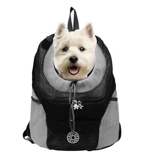 Rumplex Hunderucksack Hunde Transportbox Tragetasche Verstellbarer Haustier Rucksack Welpentasche Atmungsaktivem für Hund Katze bis 10kg für Reisen Outdoor Wandern Schwarz von Rumplex