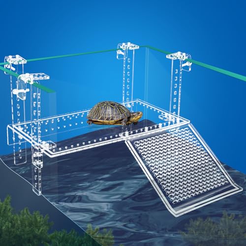 Turtle Docks Große verstellbare Plattform für Wasserschildkröten, Design für Aquarien, 0,8 cm - 5,1 cm dick, stabile Konstruktion, rutschfeste Rampe, verstellbare Rampenrichtung (38,1 x 20,6 cm) von RunDuck