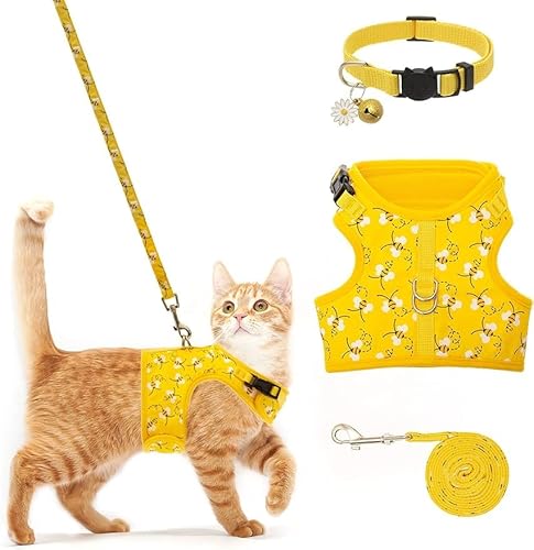 Katzengeschirr mit Leine ausbruchsicher 1,3m Einziehbare Rollleine,Verstellbar atmungsaktivem Mesh Cat Harness für Katzen kleine Hunde Kaninchen Reflektierend Streife Katzenweste Katzengeschirr mit Leine ausbruchsicher 1,3m Einziehbare Rollleine,Verstellbar atmungsaktivem Mesh Cat Harness für Katzen kleine Hunde Kaninchen Reflektierend Streife Katzenweste von RunFar shop