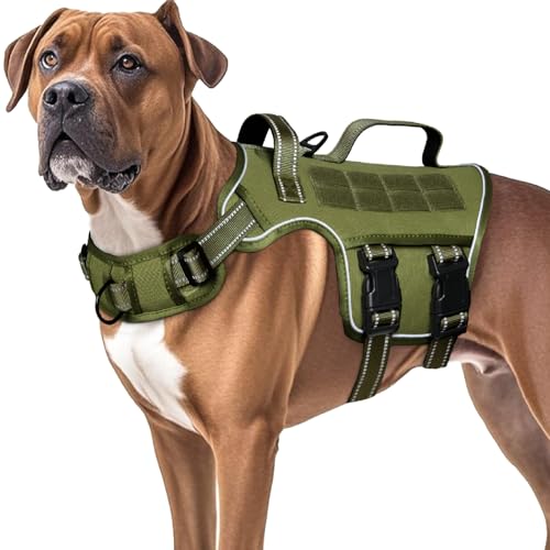 RunFido Strapazierfähiges Hundegeschirr für große Hunde, kein Ziehen, Hundegeschirr mit Doppelgriff, kein Würgen, gepolstert, verstellbar, Militär, K9, einfach anzuziehen, für Spaziergänge, Training RunFido Strapazierfähiges Hundegeschirr für große Hunde, kein Ziehen, Hundegeschirr mit Doppelgriff, kein Würgen, gepolstert, verstellbar, Militär, K9, einfach anzuziehen, für Spaziergänge, Training von RunFido