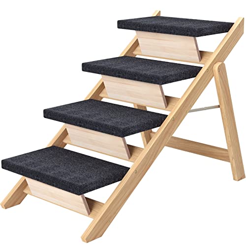 RunLexi Haustiertreppenstufen – Holztreppe für Betten, Sofa & Auto, faltbare & tragbare Haustier-Hundetreppe & Rampe für Indoor/Outdoor, langlebig, unterstützt bis zu 90 kg (3 Schritte) von RunLexi