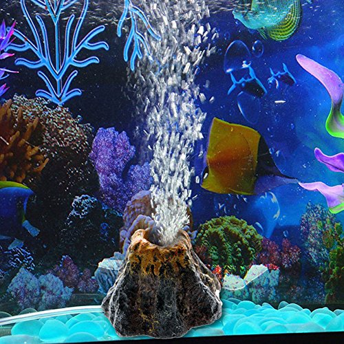 RunXF Aquarium Ornament Vulkan Fisch Tank Bubble Stein Dekoration Bubbler Große Dekoration Landschaftsbau (klein mit Bubbler) von RunXF
