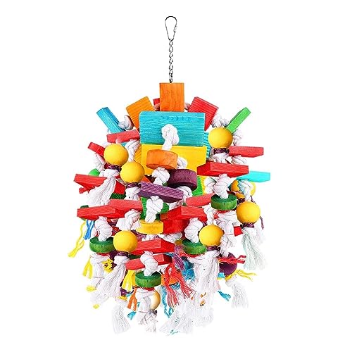 Runioney Mehrfarbige Holzblöcke zum Zerreißen Von Spielzeug mit Holzperlen, Bestes Vogelspielzeug für Papageien von Runioney