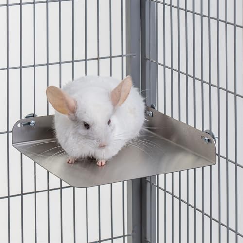 Schwebendes Kühlkäfigregal aus Edelstahl für Chinchillas und kleine Nagetiere, rutschfest, leicht zu reinigen, langlebiges Haustierregal von AMIDA Craft