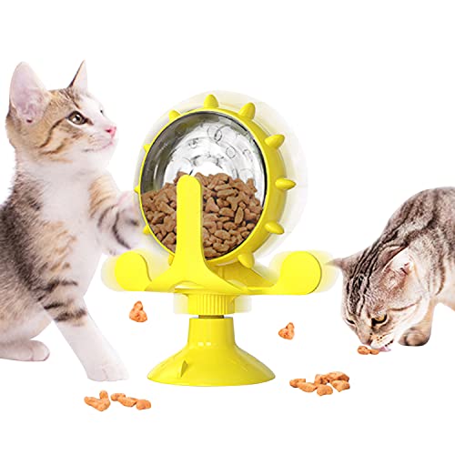 Runstarshow Katzenspielzeug Plattenspieler Windmühle Drehbar Katzen Futterspender Trainieren Spielen von Runstarshow