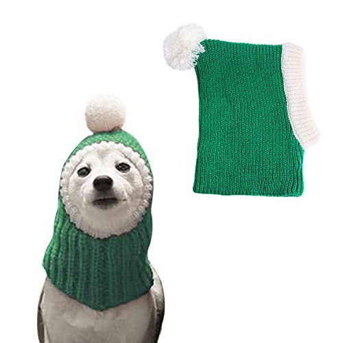 Runstarshow Weihnachtspullover für kleine, mittelgroße und große Katzen – Weihnachtsmütze für Hals, Ohren, warm – weiches Strick-Schlauch-Kopfbedeckung (groß, grün) von Runstarshow