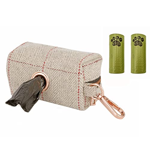 Hundehalsband und Leine (2 m), außergewöhnlich elegant und verstellbar, 3 verstellbare Längen, weich und leicht zu reinigen (Kotbeutelspender, Beige) von Runwing