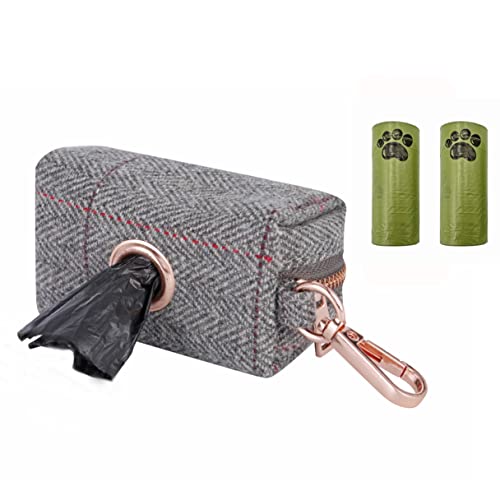 Hundehalsband und Leine (2 m), außergewöhnlich elegant und verstellbar, 3 verstellbare Längen, weich und leicht zu reinigen (Kotbeutelspender, Grau) von Runwing