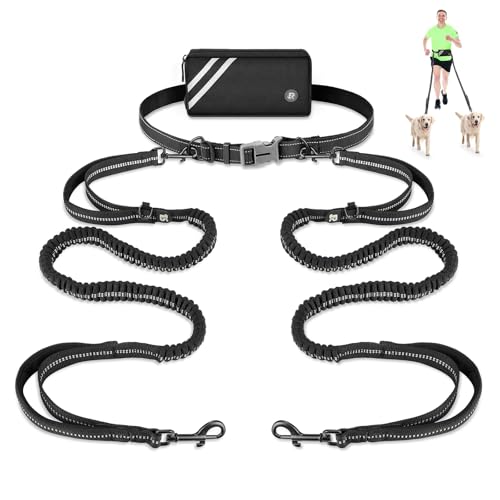 2 Joggingleine Hunde, Freihändig Laufleine für Hunde, Bauchgurt Hundeleine zum Joggen Laufen Wandern mit Dual Griffe, Reflektierende Nähte 2 Joggingleine Hunde, Freihändig Laufleine für Hunde, Bauchgurt Hundeleine zum Joggen Laufen Wandern mit Dual Griffe, Reflektierende Nähte von Ruoxzzsu
