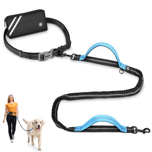 Joggingleine Hunde, Freihändig Laufleine für Hunde, Bauchgurt Hundeleine zum Joggen Laufen Wandern mit Dual Griffe, Reflektierende Nähte von Ruoxzzsu