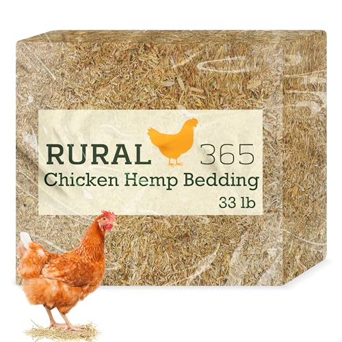 Rural365 Chicken Hemp Bedding - 33lb Industrial Hemp Bale for Small Animal Bedding and Backyard Chicken Supplies von Rural3