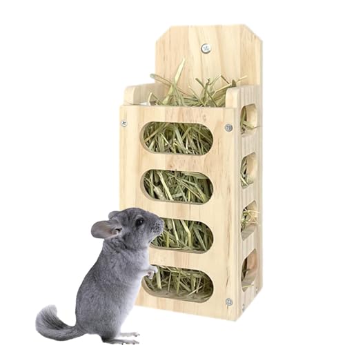 Heuraufe aus Holz für Stall/Auslauf, Für Kaninchen/Hasen/Meerschweinchen/Nager, 12,5 x 13 x 31 cm von Rurunklee