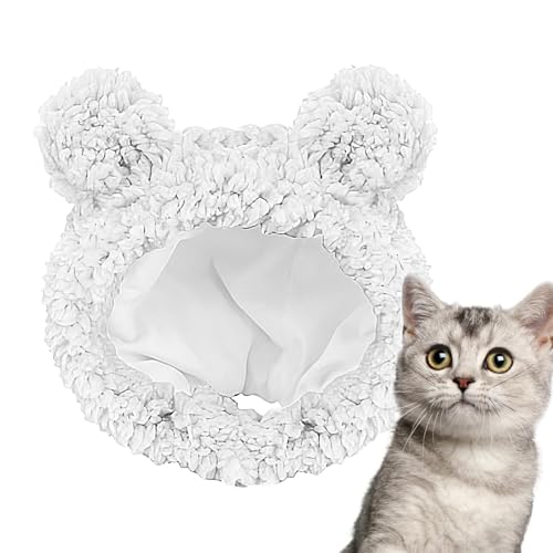 Kostümhut für Katzen – Warmer, Verstellbarer niedlicher Katzenhut, Haustier-Kopfbedeckung, niedlicher Plüschhut, weicher Hundehut, Haustierbedarf, warme Haustierbekleidung für Katzen von Rurunklee