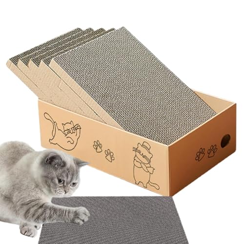 Kratzbaum für Katzen, 5 Stück, gewellter Karton, Kratzbrett für Sofa/Bett, wendbar, Spielzeug für die Pflege der Krallen, kratzfester doppelseitiger Kratzer, Möbelschutz, 42 x 26 x 13 cm von Rurunklee