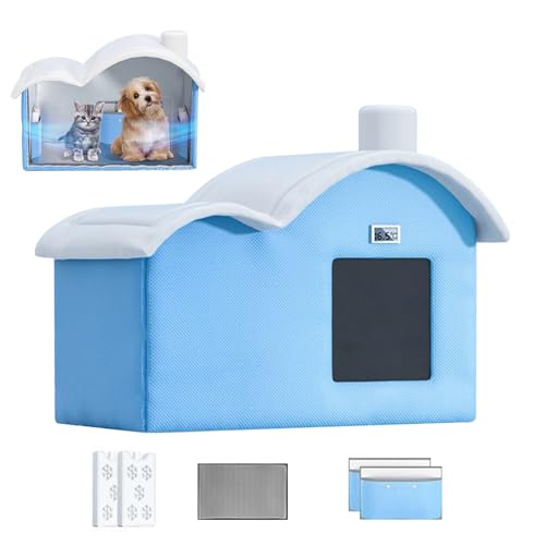 Kühlhaus für Katzen, Welpenhütte, isoliert, faltbar, tragbar, kühles Unterschlupfhaus mit saugfähigen Taschen und Eisbeutel für Haustiere, Hunde, Welpen, drinnen und draußen Kühlhaus für Katzen, Welpenhütte, isoliert, faltbar, tragbar, kühles Unterschlupfhaus mit saugfähigen Taschen und Eisbeutel für Haustiere, Hunde, Welpen, drinnen und draußen von Rurunklee